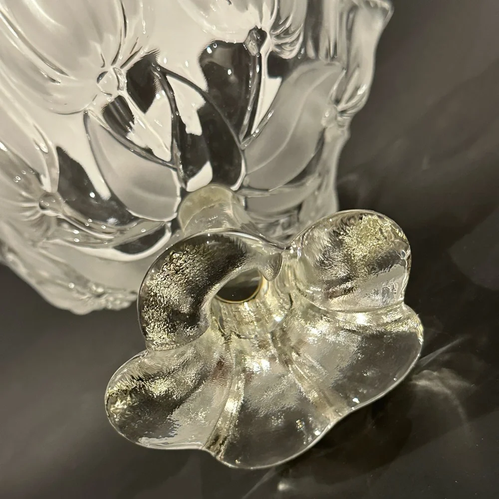 Mikasa Crystal Pedestal Tulips Satin Frosted Glass Footed Bowl 7" - Picture 4 of 9
